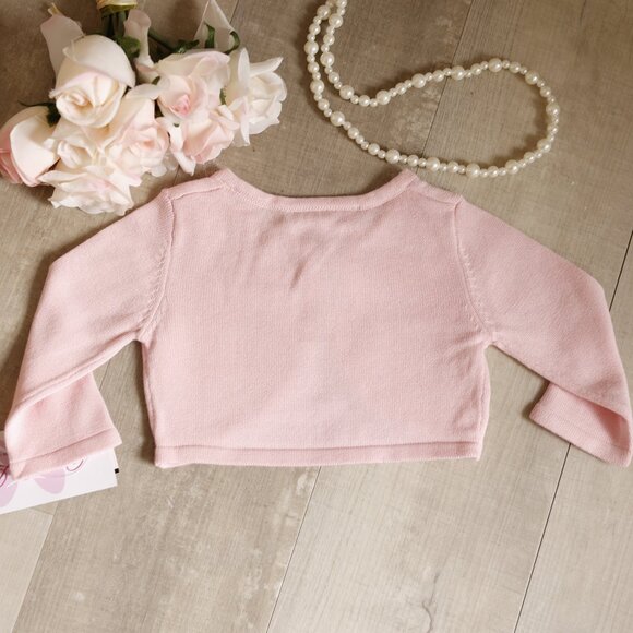 100% Cotton Pink Sweater Cardigan Shrug Bolero Floral Appliqués Embroidery NWT - Picture 3 of 3